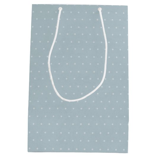 Monogram Lijst op Bleek Blauw en Polka Dot Medium Cadeauzakje (Achterkant)