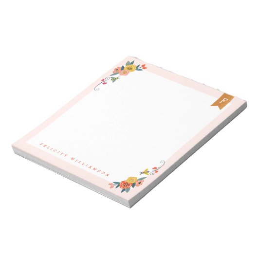 Monogram Lijst van wilde bloemen en honingbijen Notitieblok (Linkerzijde)