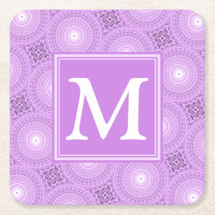 Monogram lila circuitpatroon van paars kartonnen onderzetters