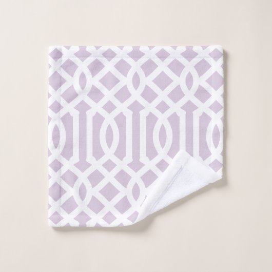 Monogram lila en grijs Trellis | bewerkbare kleure Bad Handdoek (Wasdoekje)