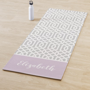 Monogram lila en grijs Trellis bewerkbare kleure Yogamat