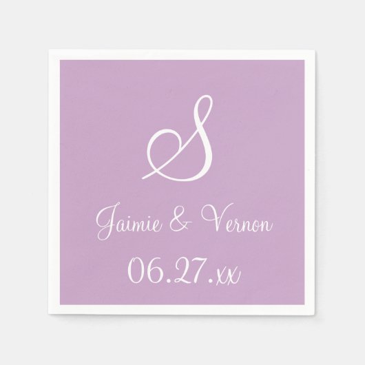 Monogram Lila Fashionable Monochromatische Napkins Servet (Voorkant)