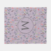 MONOGRAM Lila Floral Fleece Deken (Voorkant (Horizontaal))