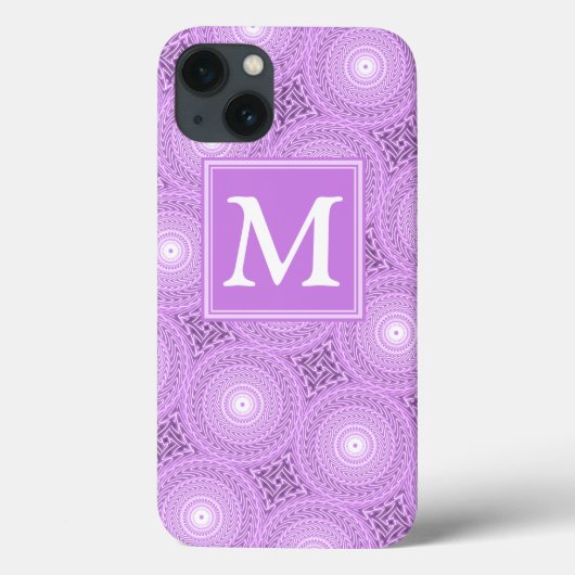 Monogram lila paarse cirkels patroon Hoesje-Mate i Case-Mate iPhone Case (Achterkant)