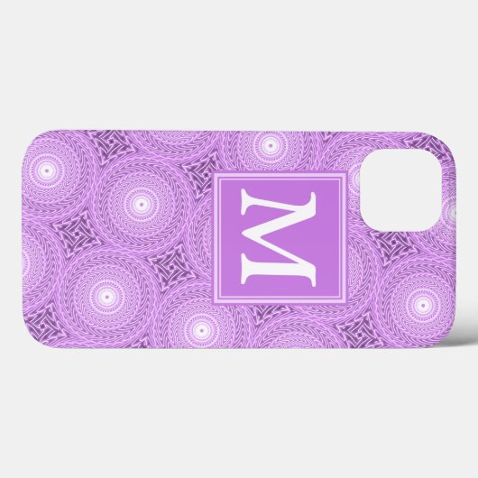Monogram lila paarse cirkels patroon Hoesje-Mate i Case-Mate iPhone Case (Achterkant (horizontaal))