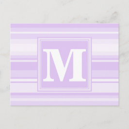 Monogram lila strepen briefkaart