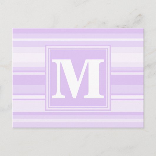 Monogram lila strepen briefkaart (Voorkant)