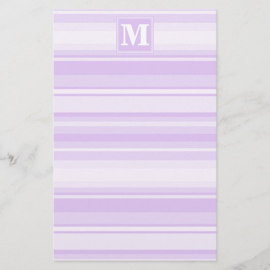 Monogram lila strepen briefpapier (Voorkant)