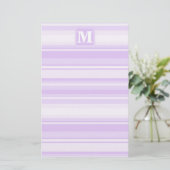 Monogram lila strepen briefpapier (Staand voorkant)