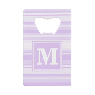 Monogram lila strepen creditkaart flessenopener