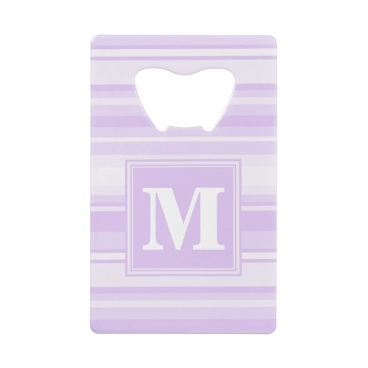 Monogram lila strepen creditkaart flessenopener (Voorkant)