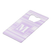 Monogram lila strepen creditkaart flessenopener (Voorkant Gekanteld)