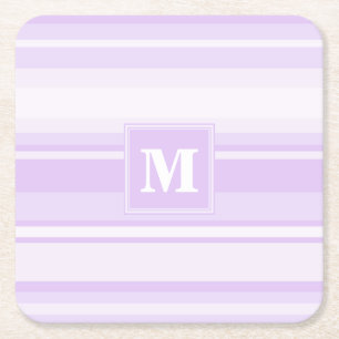 Monogram lila strepen kartonnen onderzetters