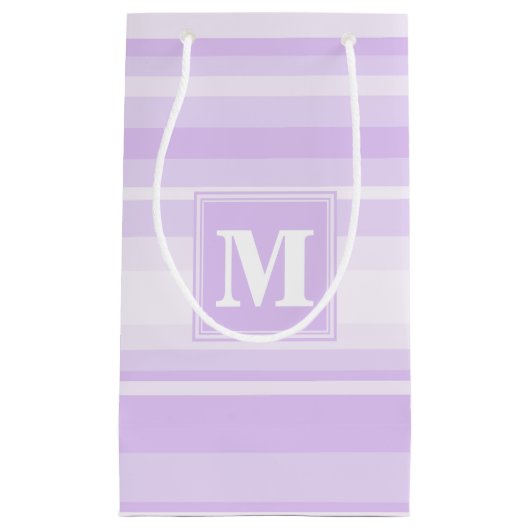 Monogram lila strepen klein cadeauzakje (Voorkant)