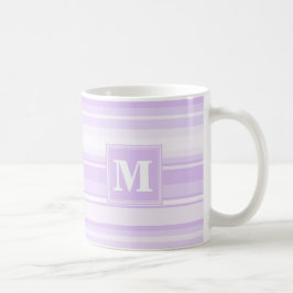Monogram lila strepen koffiemok