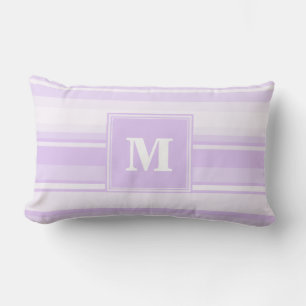 Monogram lila strepen kussen