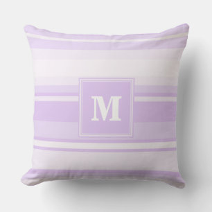 Monogram lila strepen kussen