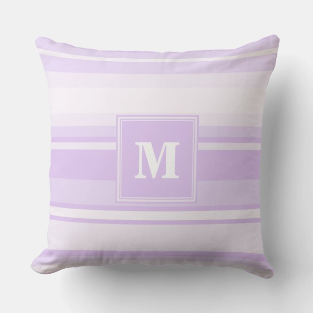 Monogram lila strepen kussen (Voorkant)