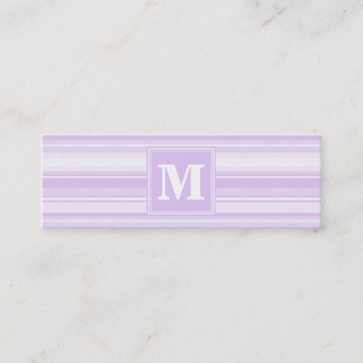 Monogram lila strepen mini visitekaartje (Voorkant)