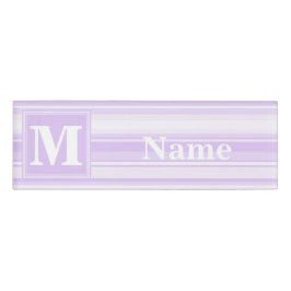 Monogram lila strepen naambadge
