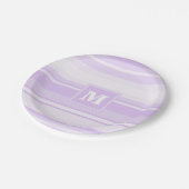 Monogram lila strepen papieren bordje (Gekanteld)