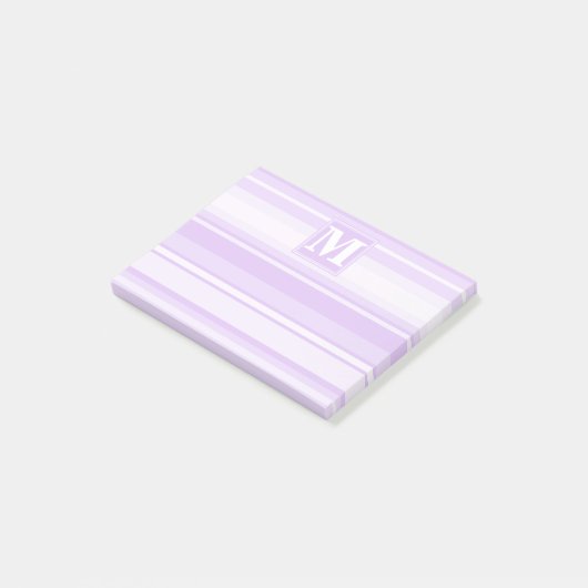 Monogram lila strepen post-it® notes (Schuin)