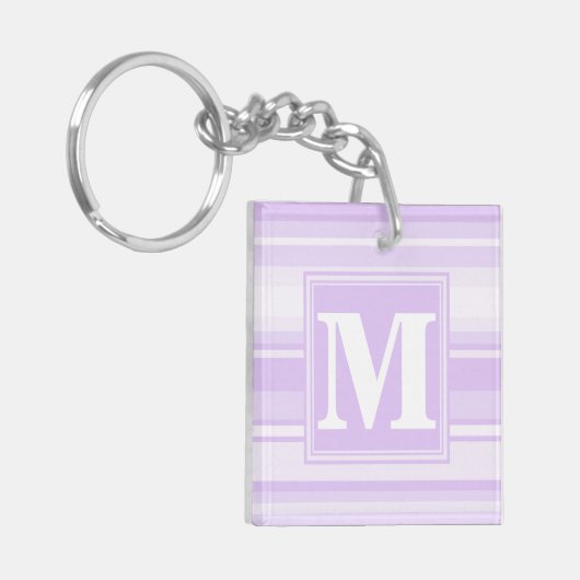 Monogram lila strepen sleutelhanger (Voorkant Links)
