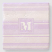 Monogram lila strepen stenen onderzetter (Voorkant)