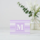 Monogram lila strepen visitekaartje (Staand voorkant)