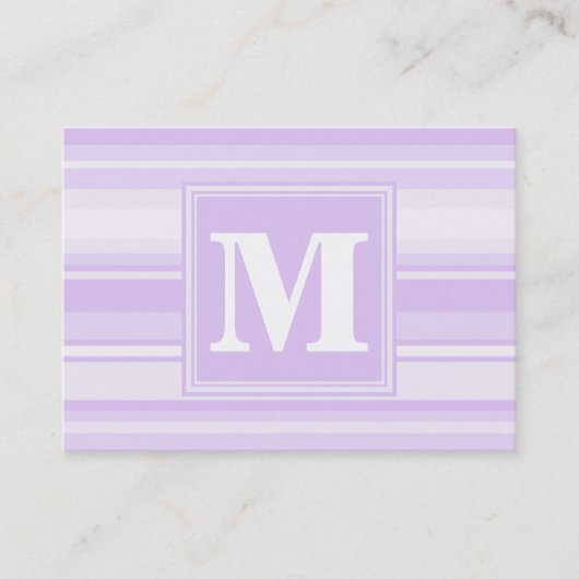 Monogram lila strepen visitekaartje (Voorkant)