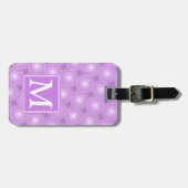 Monogram lilac purple circles pattern bagagelabel (Voorkant horizontaal)