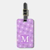 Monogram lilac purple circles pattern bagagelabel (Voorkant verticaal)