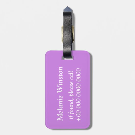 Monogram lilac purple circles pattern bagagelabel (Achterkant verticaal)