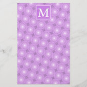 Monogram lilac purple circles pattern briefpapier (Voorkant)