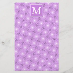 Monogram lilac purple circles pattern briefpapier
