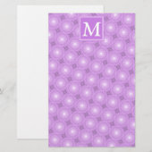 Monogram lilac purple circles pattern briefpapier (Voorkant / Achterkant)