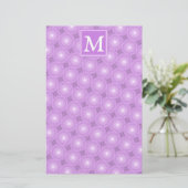 Monogram lilac purple circles pattern briefpapier (Staand voorkant)