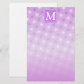 Monogram lilac purple circles pattern briefpapier (Voorkant / Achterkant)
