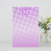 Monogram lilac purple circles pattern briefpapier (Staand voorkant)