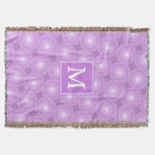 Monogram lilac purple circles pattern deken
