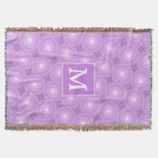 Monogram lilac purple circles pattern deken (Voorkant)