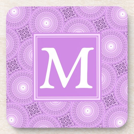 Monogram lilac purple circles pattern drankjes onderzetter (Voorkant)