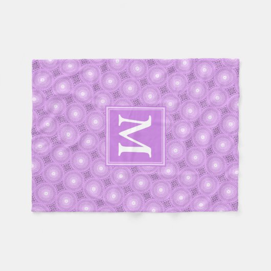 Monogram lilac purple circles pattern fleece deken (Voorkant (Horizontaal))