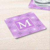 Monogram lilac purple circles pattern kartonnen onderzetters (Schuin)