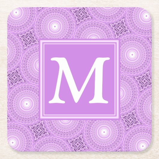 Monogram lilac purple circles pattern kartonnen onderzetters (Voorkant)