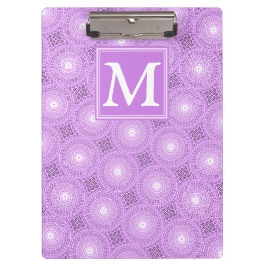 Monogram lilac purple circles pattern klembord (Voorkant)