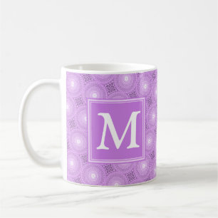Monogram lilac purple circles pattern koffiemok