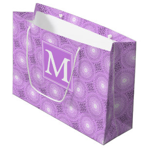 Monogram lilac purple circles pattern large cadeautasje