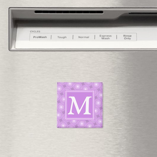 Monogram lilac purple circles pattern magneet (Insitu (Vaatwasser))