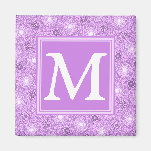 Monogram lilac purple circles pattern magneet (Voorkant)